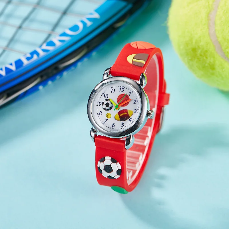 new fashion children boys girls cute cartoon football soccer watches durable electric kids watches little Free backup battery