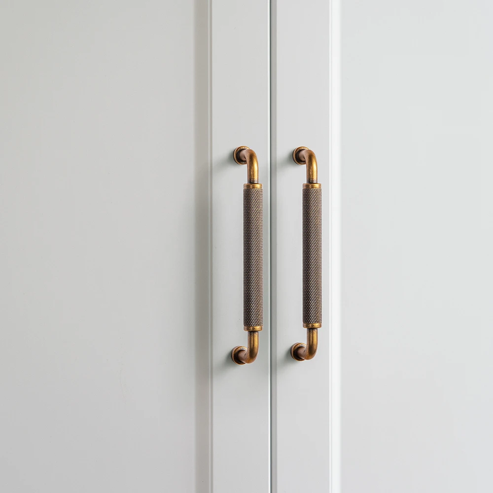 Goo-Ki 5 Inch Antique Brass Knurled Cabinet Pull Handles Classic Vintage Drawer Knobs for Kitchen Cabinets and Furniture Drawers