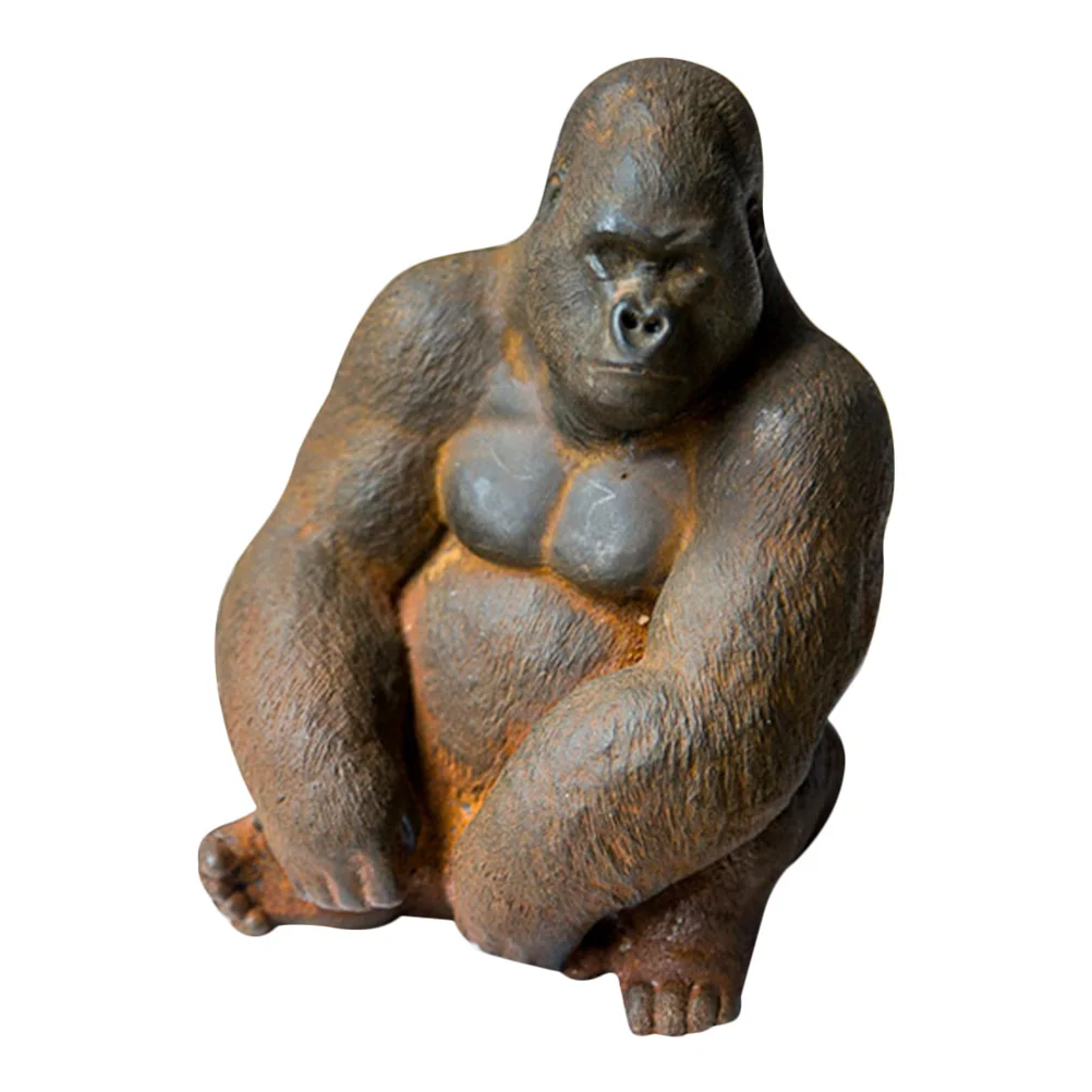 

Mini Gorilla Statue Iron Craft For Indoor Desktop Decor Vintage Cabinet Ornament Small Animal Decoration