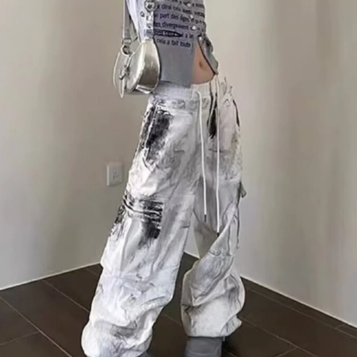 

High Street American Vibe Tie-Dye Retro Jeans Women Spring Autumn New High Street Loose Sweet Floor Pants