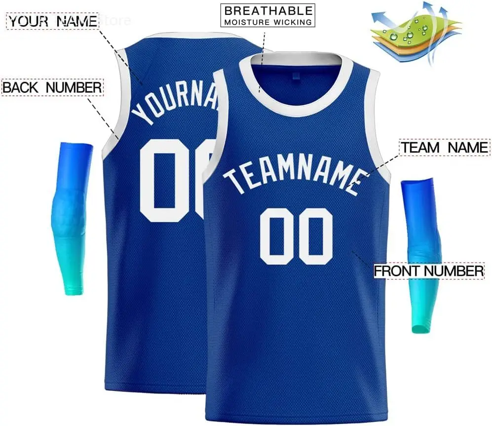 Custom Basketball Jersey Personalized Stitched Letters Number, Embroidered Sports Jerseys Uniform DIY Gift for Basketball Party