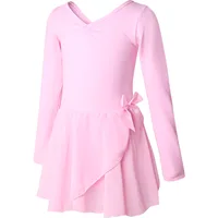 1 unids/lote, leotardo de baile de Ballet para niñas, Ropa de baile de algodón de manga larga, vestido de baile de Ballet con conjunto de gasa, ropa de bailarina