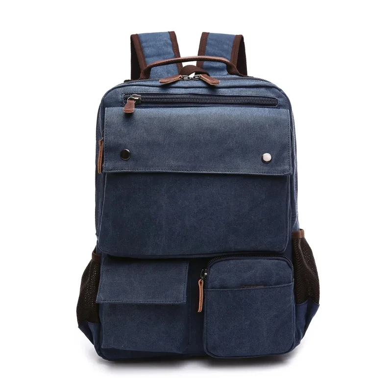 Men\'s Casual Canvas Backpack Stylish Laptop Backpack Multifunction School Bag Outdoor Travel Bags Durable Classic