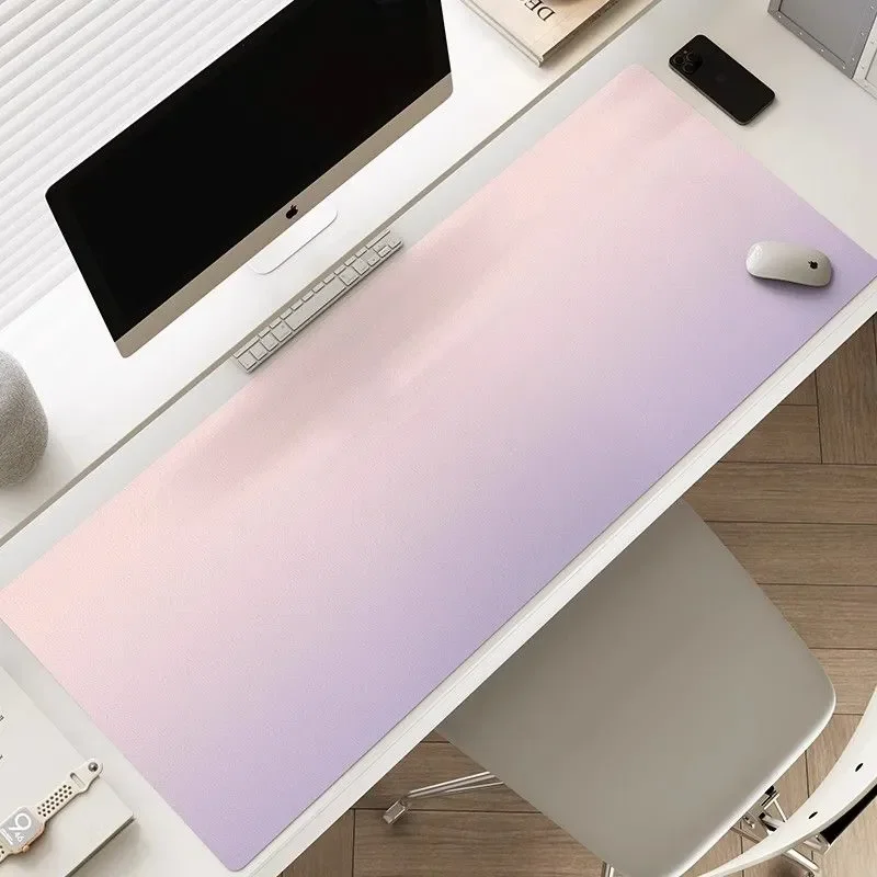 Leather Desk Pad Protector Pink Gradient Simple Y2K Mouse Pad Office Desk Mat Waterproof Oilproof PU Desk Blotter keyboard Pads