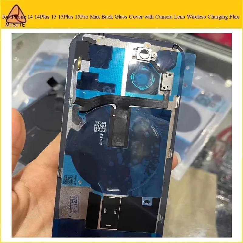 10Pcs Housing Cover with Pre-install With Steel Plate Wireless NFC  Magnet Back Glass Cover for iPhone 14 14Plus with Flex Cable