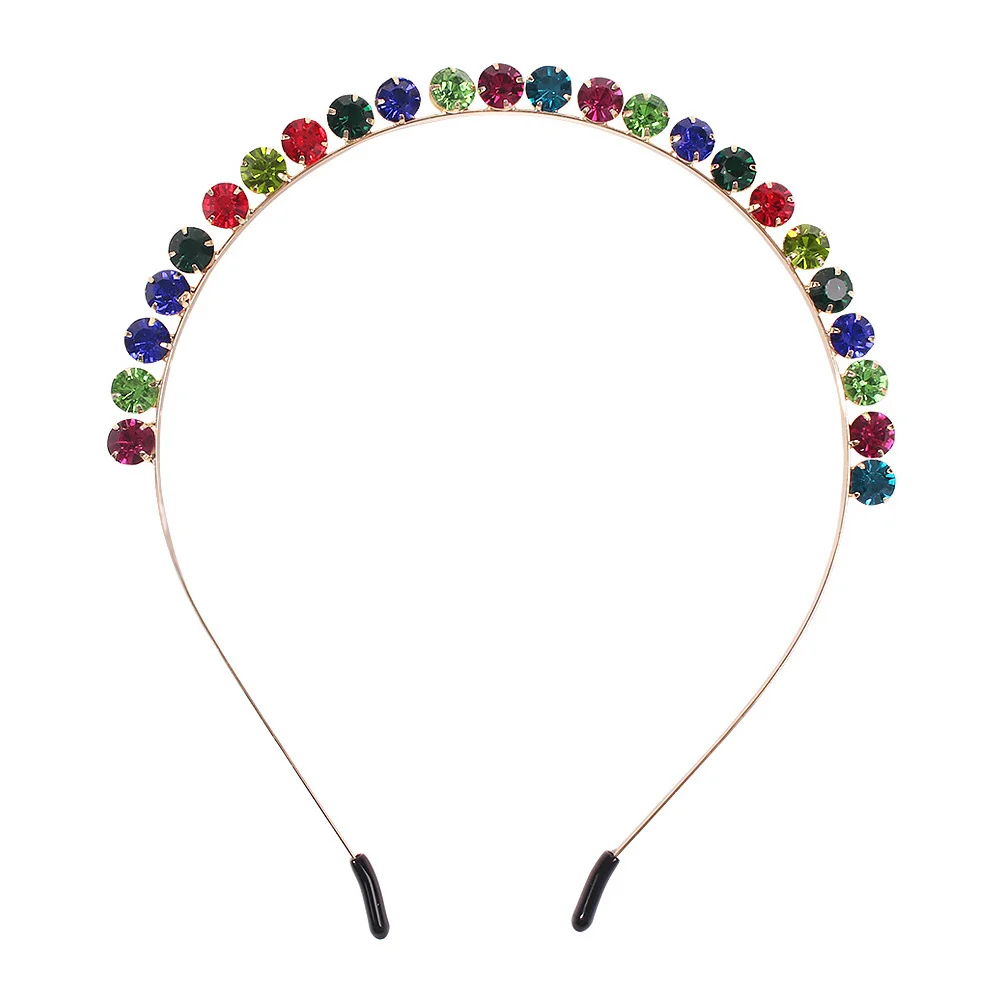 

Colorful Rhinestone Headband Solid Alloy Elegant Hair Hoop for Weddings Parties Office Women Fashion Diamond Hairbands