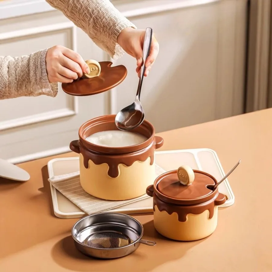 

Кастрюля для масла на 1500 мл с крышкой, фильтр, устойчивый к высоким температурам контейнер для масла для масла чили, кухонный контейнер для хранения с двойной ручкой