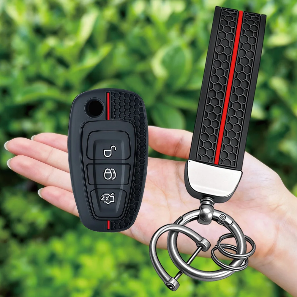 Keychain Silicone Car Key Cover Case For Ford Focus Galaxy Mondeo Transit Tourneo Custom Ranger C-Max S-Max Auto Accessories
