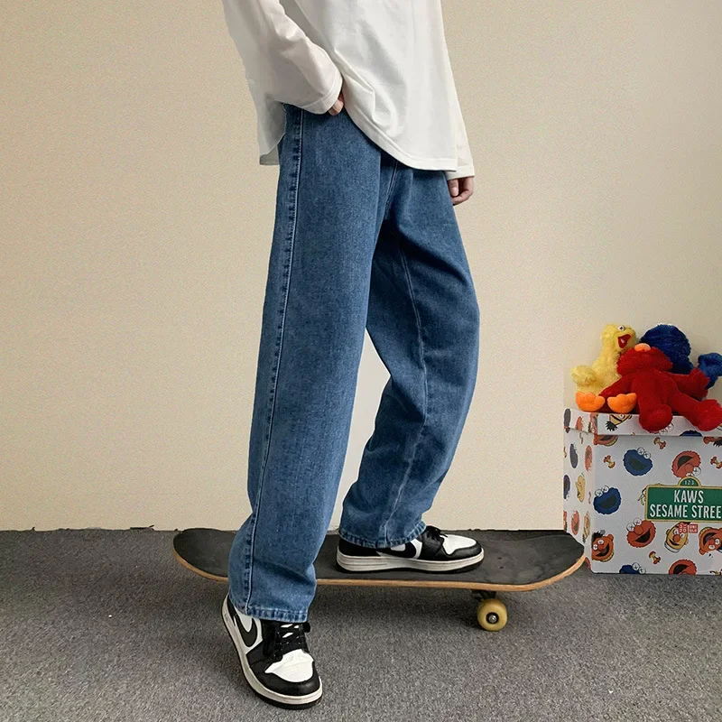 Prowow Lente/Zomer Pop Hong Kong Stijl Jeans Heren Losse Rechte Pijpen Wijde Pijpen Broek Mode Trend Casual Papa Broek