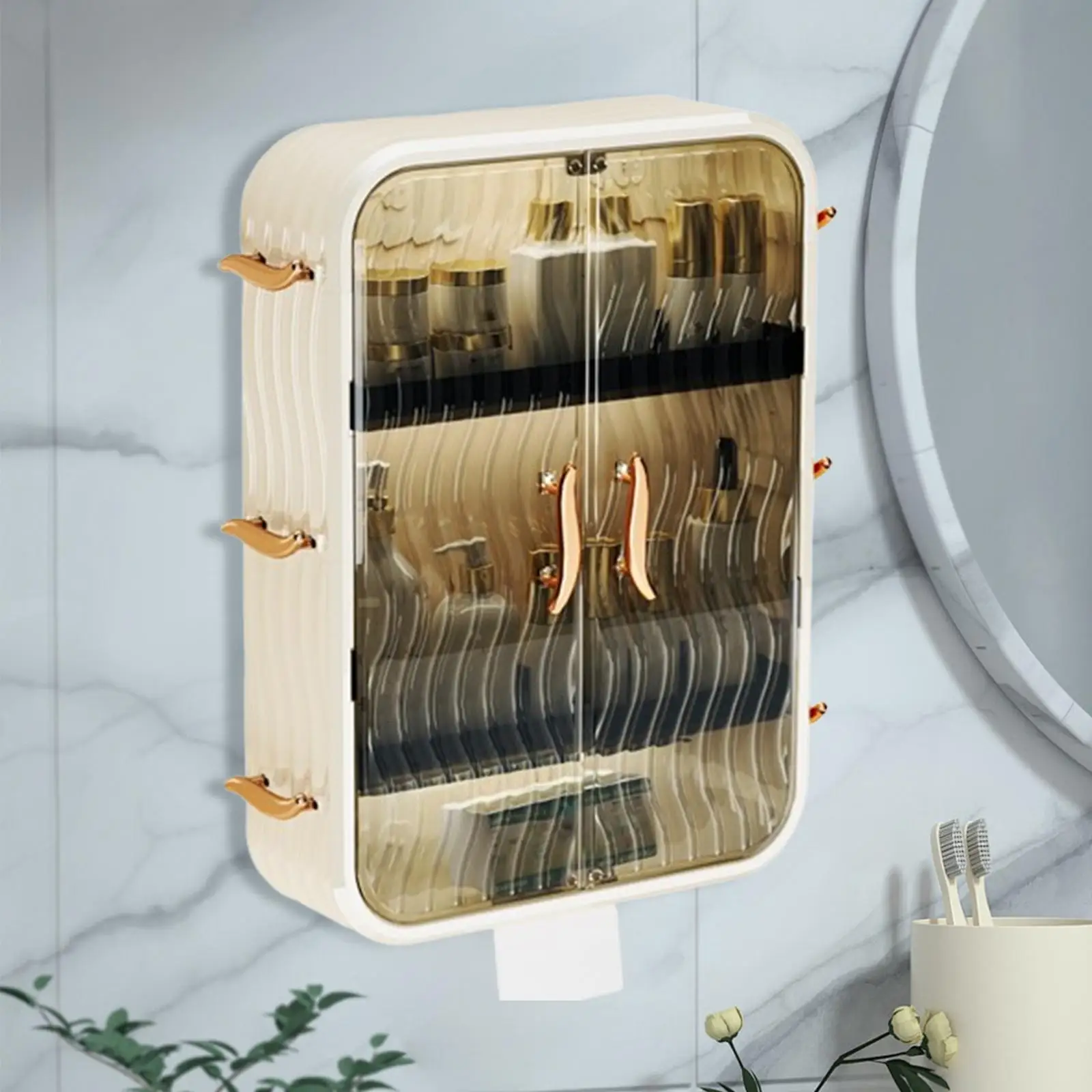 

Wall Cabinet Cosmetic Organizer Rack Storage Box Hair Accessories Display Case Makeup Holder for Living Room Kitchen Perfume