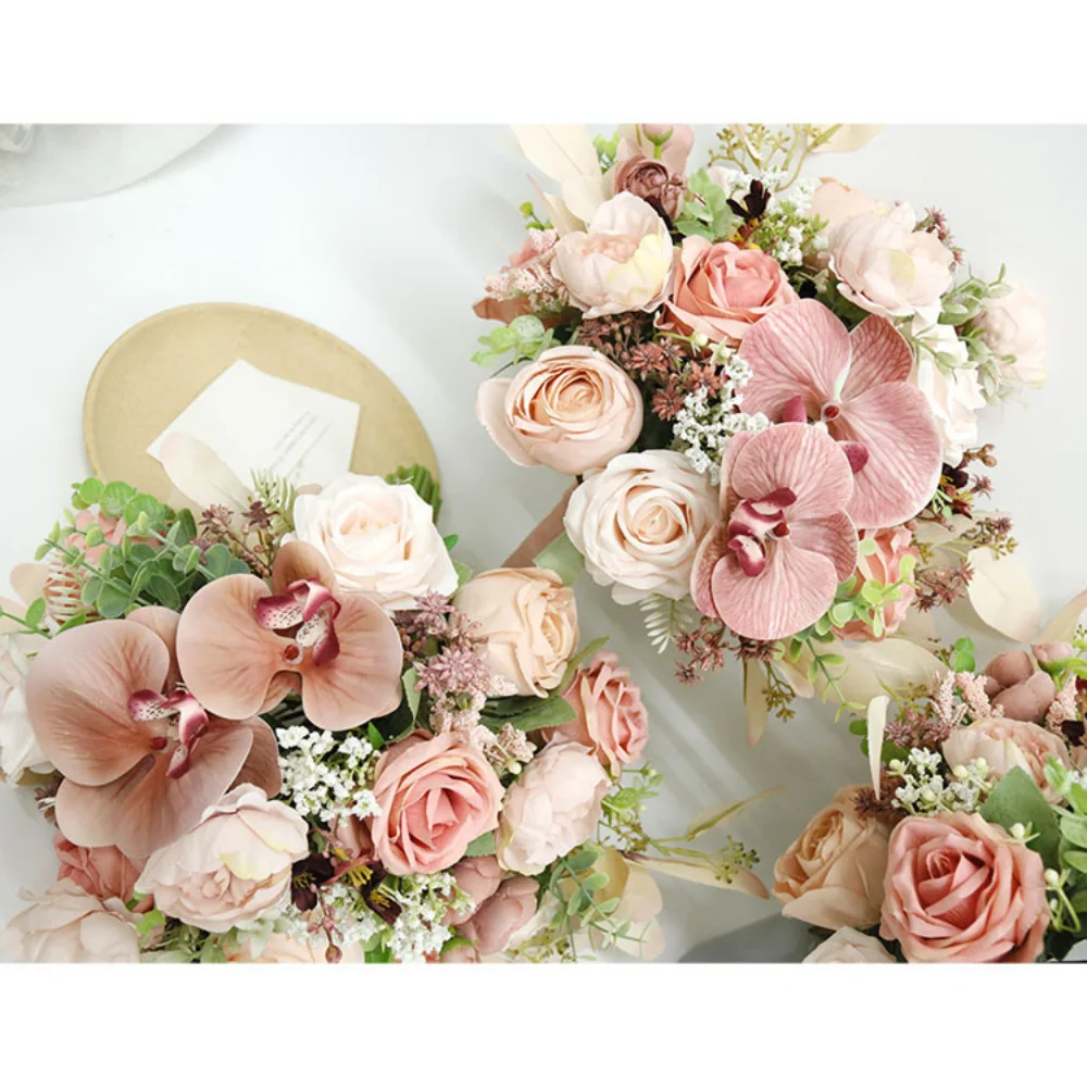 Bouquet da sposa con fiori finti fatti a mano per fiori da damigella d'onore accessori per Bouquet di Mariage che tengono accessori per fiori bruiloft