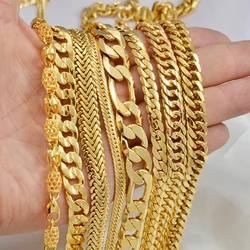 Anniyo Men Chain Necklaces Gold Plated Jewelry Women African Arabia Middle East Fathers Husband Wedding Gifts