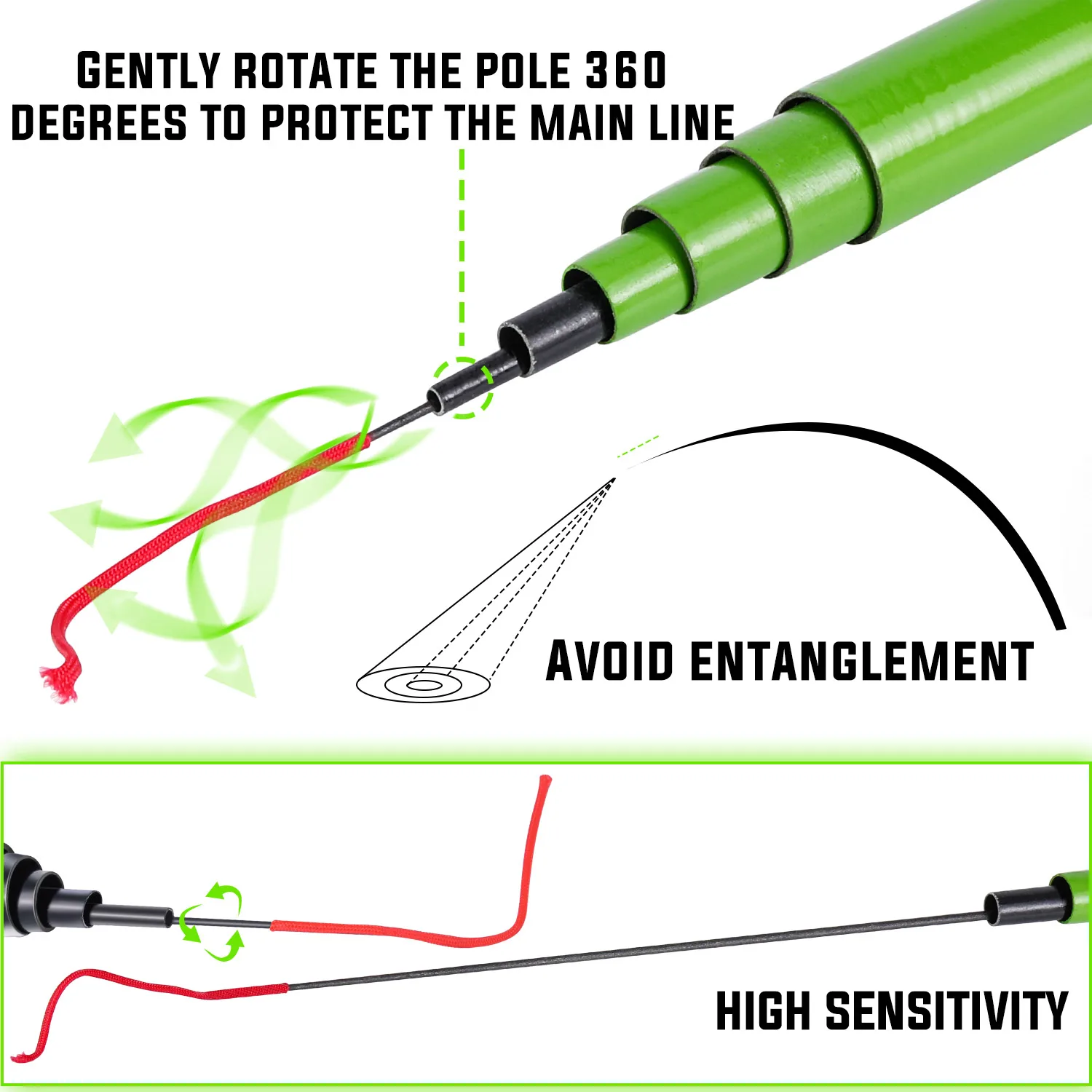 Sougayilang صنارة صيد من الألياف الزجاجية 2.7-5.4 متر مقبض مضاد للانزلاق 360 درجة °   دوارة مقاومة قليلاً لتصميم التشويش للمياه العذبة