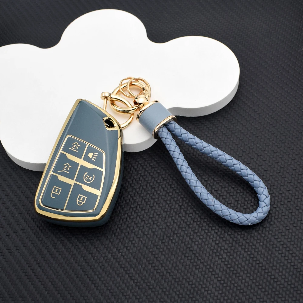 Cover portachiavi per auto in TPU a 5/6 pulsanti per Buick Envision Chevy Silverado GMC – Custodia protettiva per chiavi per auto e accessorio portachiavi a catena