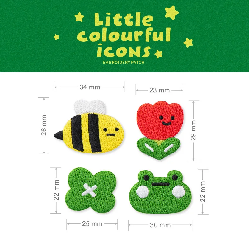 Cute Bread Bee Mushroom Embroideried Patches for Girls Bag Iron on Patches Small Glue Sticker for Kids Clothes Hairclip Designer