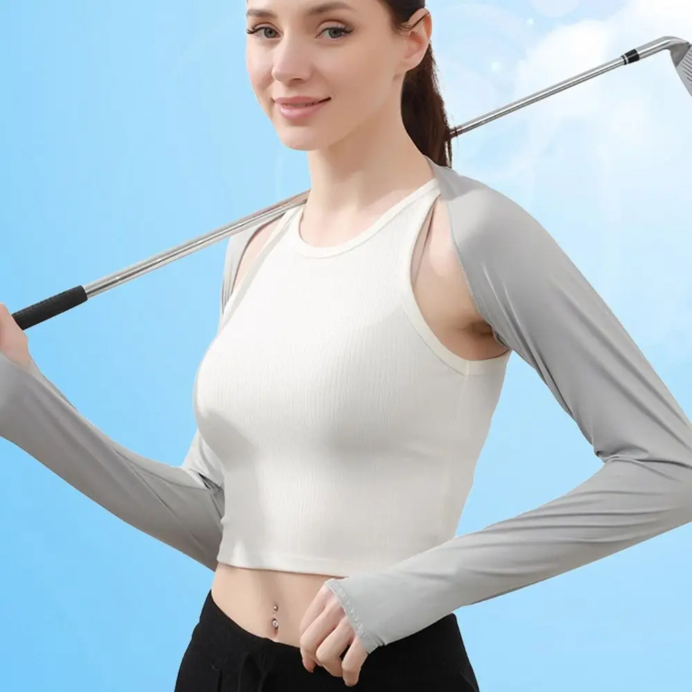 Sun Protection Raglan Sleeve Air-conditioned Shirt Beach Towel Open Cover Sunscreen Gloves UV Protection Ice Arm Sleeves Summer