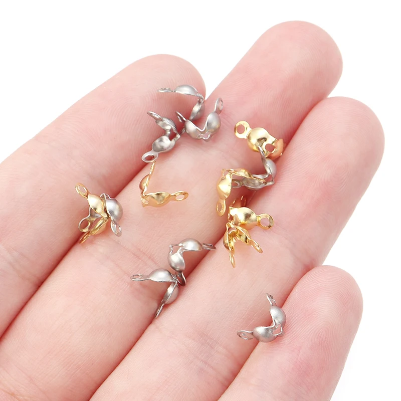 50 قطعة الفولاذ المقاوم للصدأ موصل المشبك الكرة سلسلة كالوت نهاية العقص الخرز موصل مكونات لصنع المجوهرات عقد دي اي واي