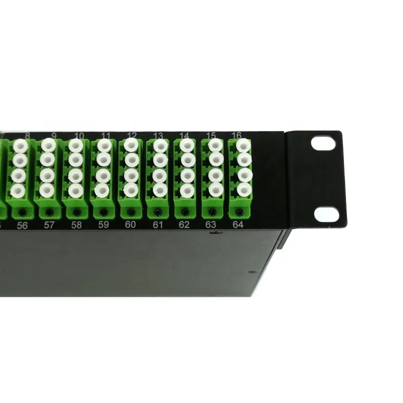SM 1U 19 '' Preto Montagem em Rack Relação Dividida 50/50 2(1x64) Divisor PLC Óptico com Adaptador de Conector LC APC