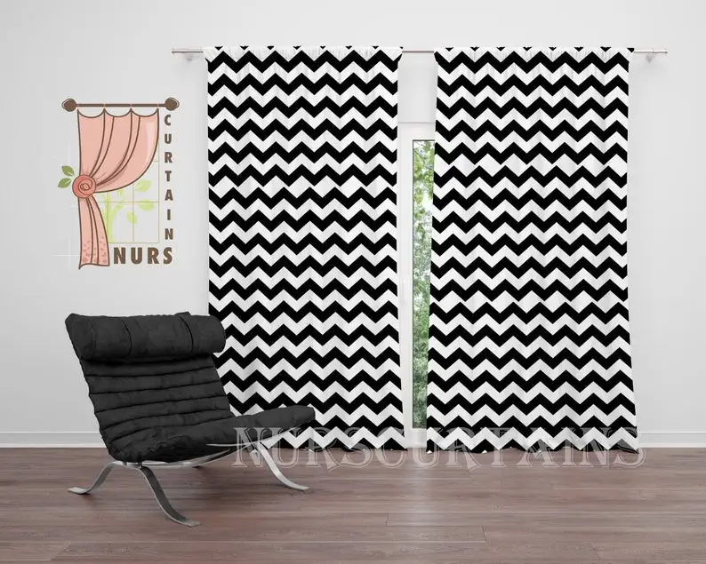 

Zigzag Blackout Curtain: Modern Black and Gray Pattern