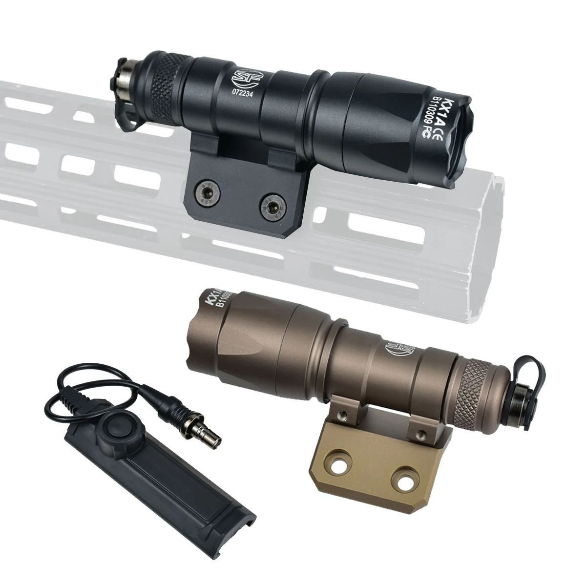 Tactical M300C M300 M600 Weapons Light Rail M/K Offset Mount with Dual Switch Hunting Airsoft Scout Flashlight Accessory