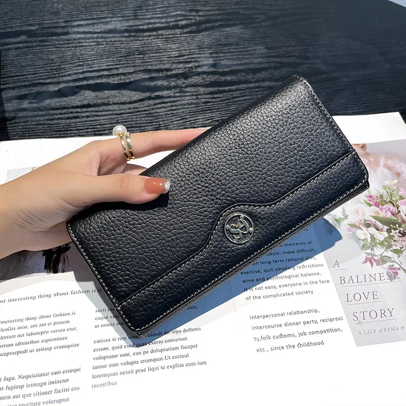 Women Long Real Leather Wallet Large Capacity Card Coin Cellphone Holder Female Genuine Cowhide Leather Purse 7Z