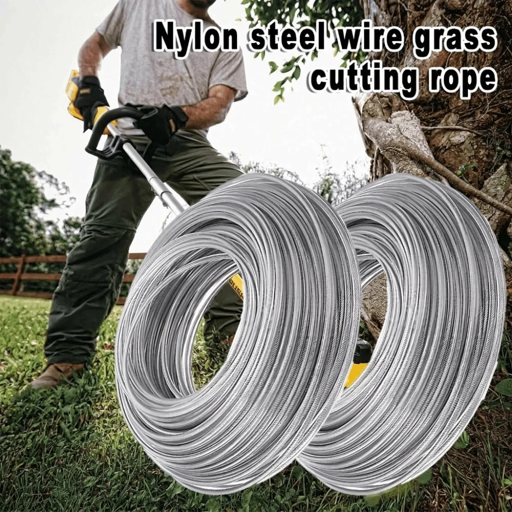 5m/10m/15m*2mm/2.4mm/2.7mm/3mm/3.3mm Grass Trimmer Line Round Shape Braided Texture Brush Cutter Rope Wear Resistant Coiled Roll