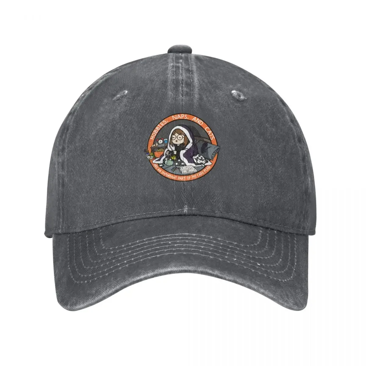 Hobbies, Naps, and Cats (Orange) Baseball Cap New In The Hat Mountaineering Winter hat Big Size Hat Golf Wear Men Women's view 2