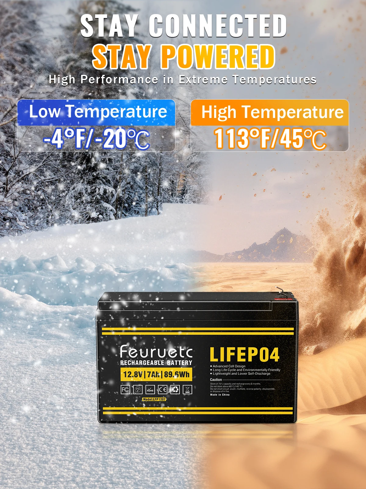 1-2PCS 12V 7Ah LiFePO4 Lithium Battery, 3000+ Deep Cycles Rechargeable Battery,  Perfect for Fish Finders, Solar Systems etc