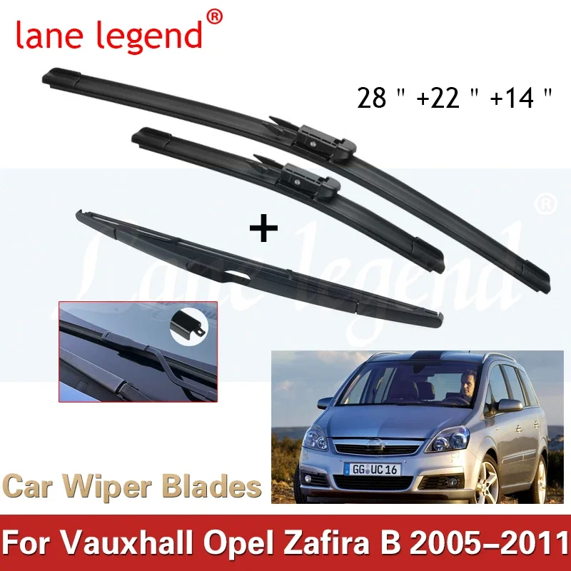 Car Wiper Front & Rear Wiper Blades For Vauxhall Opel Zafira B 2005 - 2011 Windshield Windscreen Window Brushes 28