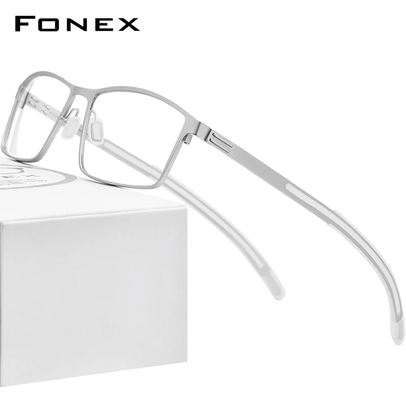 FONEX Alloy Glasses Frame Men Square Eyeglasses 2020 New Male Metal Full Screwless Eyewear 995