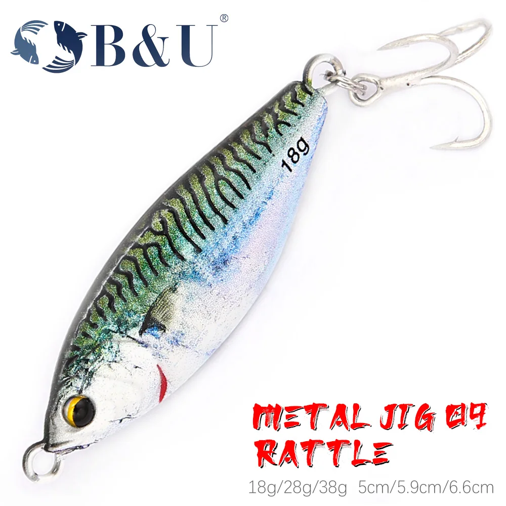 

B&U Metal Jig Spinner Spoon Bait Sinking 3D Eye Color Laser Spinning Gear Luring Cast Fishing Tackle Blade Hook Pesca VIB Lure