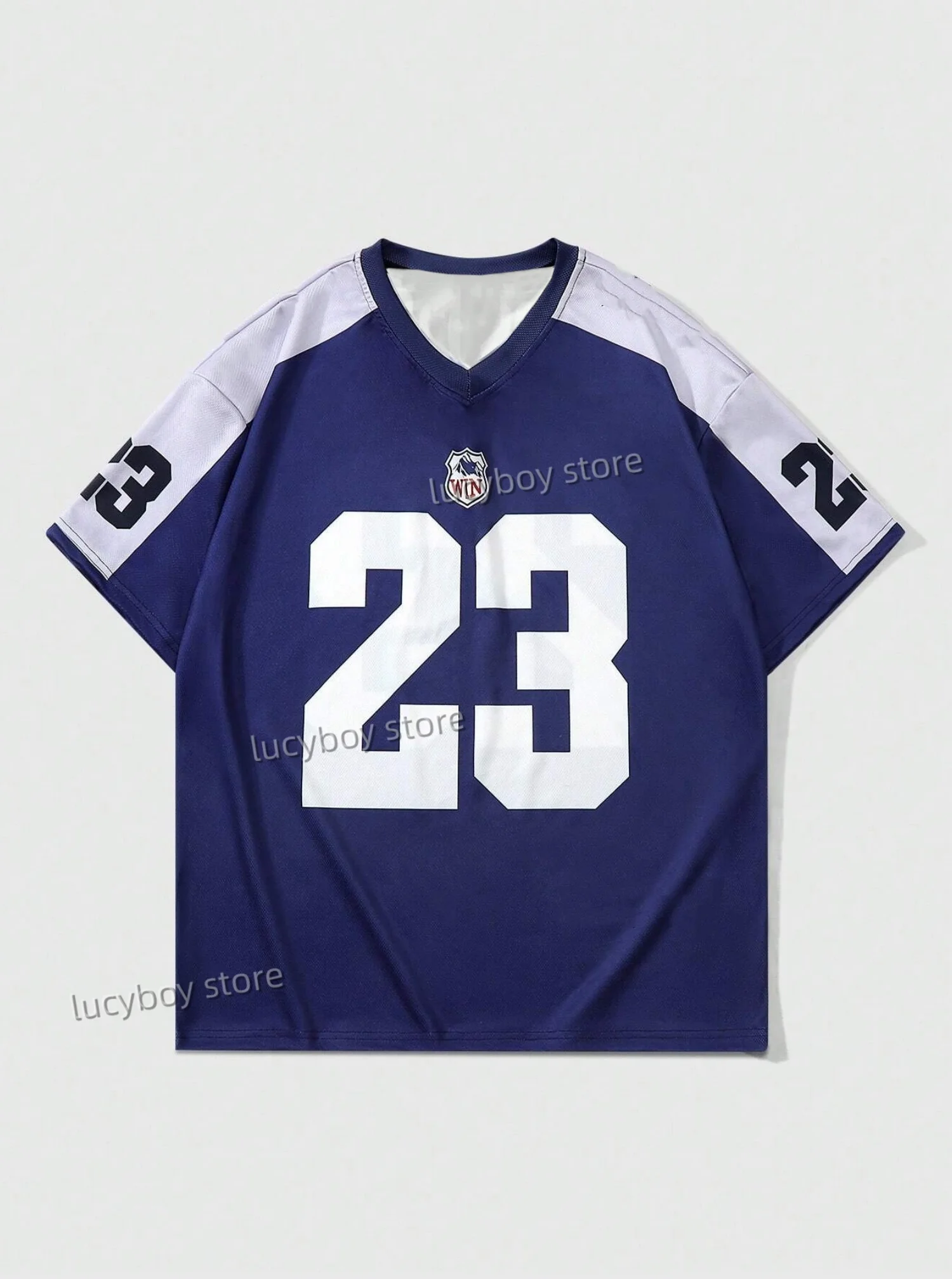 Mens 3D Number 23Printed Short Sleeve T Shirt Man V Neck Sportwear Brooklyn Racing Football Tee Vintage Casual Tops Men Clothes image 3