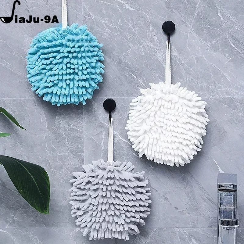 1 Pcs New Chenille Towel Quick Drying Soft Kitchen Bathroom Hanging Ring Small Towel Ball Absorbent Microfiber Towel