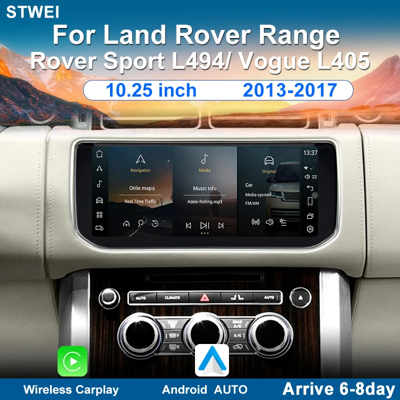 Android 14 For Range Rover L405 L494 2013-2017 10.25-inch car radio multimedia video playback GPS navigation stereo 4G WIFI DSP