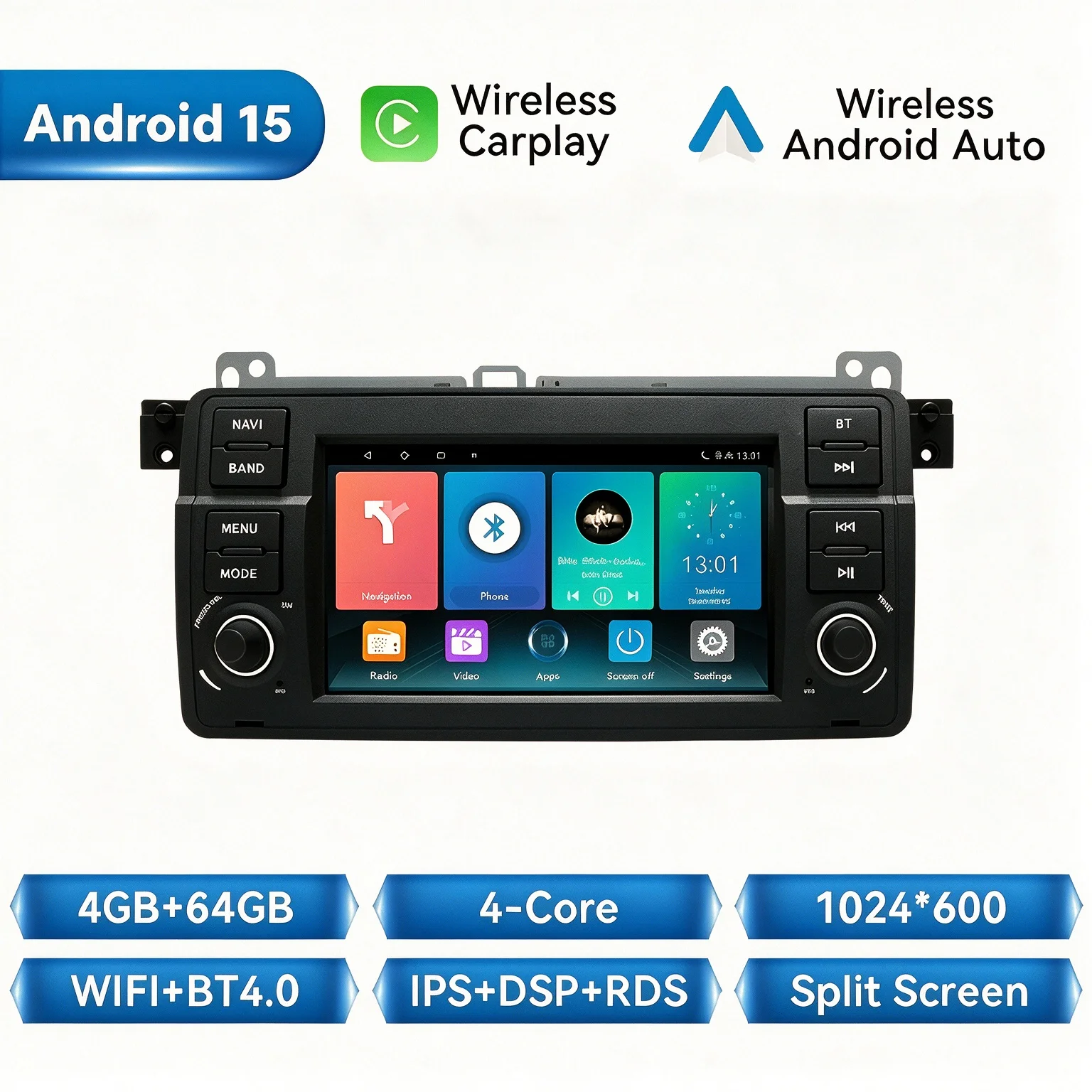 XONRICH AI Voice Android 15 autoradio voor BMW E46 M3 318/320/325/330/335 Rover 75 Coupé Multimedia GPS draadloze CarPlay AUTO GPS