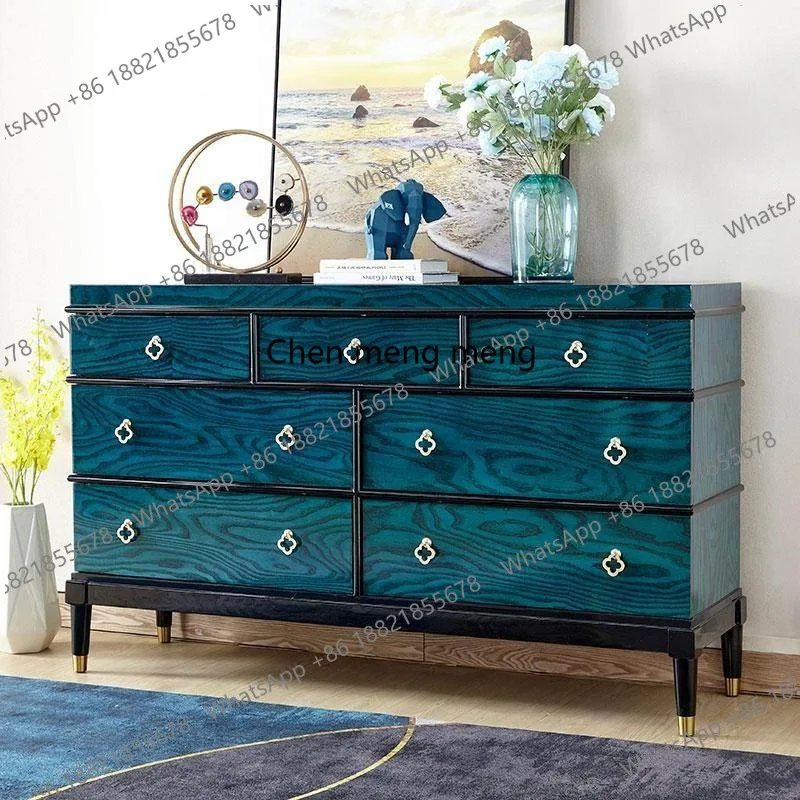 American solid wood seven-chest cabinet, living room against the wall, entrance storage locker, side cabinet light luxury