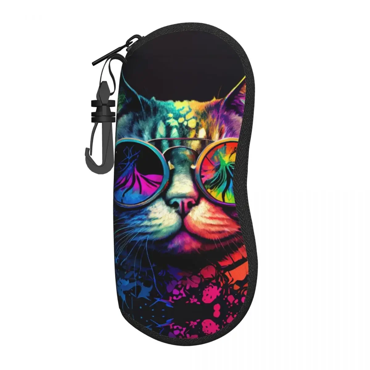 Cat With Sunglasses Glasses Case Men splash Print Sunglasses Pouch Soft Original Eyewear Accessory Travel Eyeglass Cases Cover