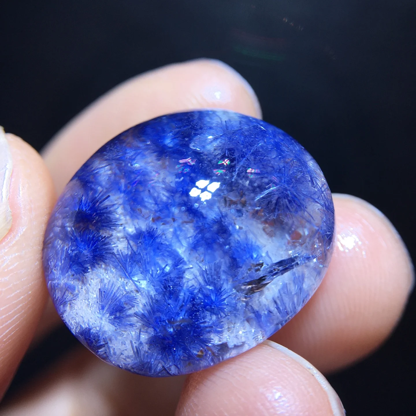 

Natural Blue Rutilated Dumortierite Quartz Pendant Clear Flower Necklace 21.1/18.5/10mm Gold Jewelry AAAAAAA