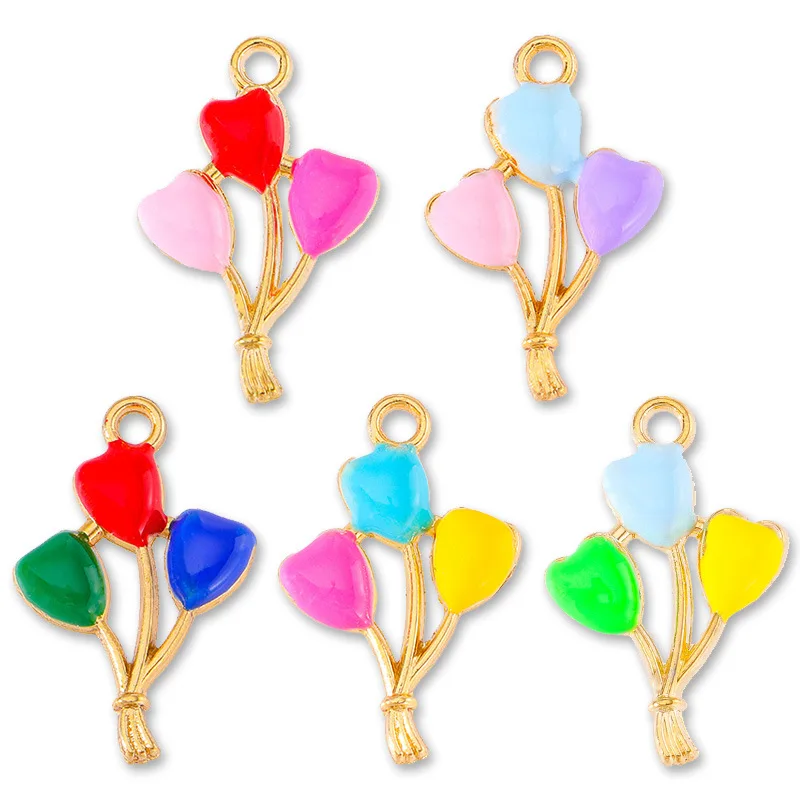 20 pcs/lot Fashion Alloy Enamel Balloon Pendant Accessories Charms for Women, Earrings/Necklace Handmade DIY Jewelry