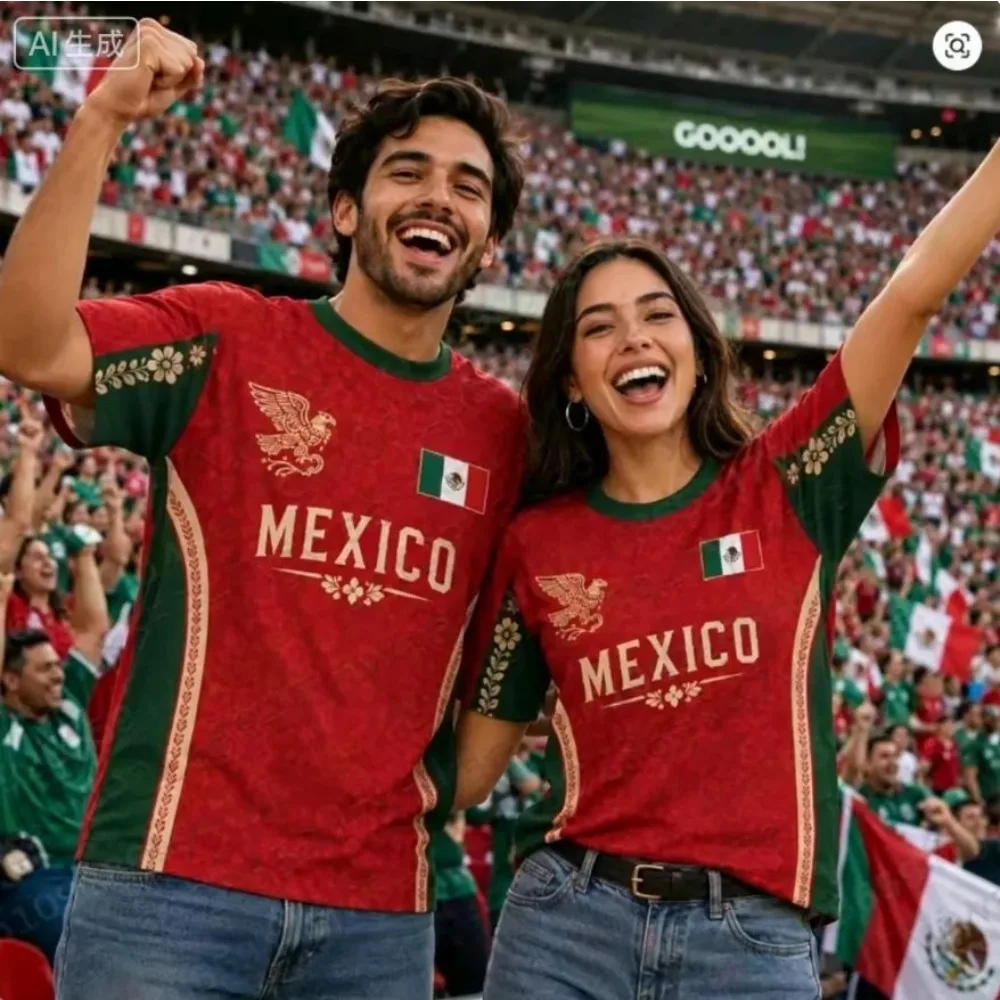 Summer Men Women Couple Mexico Eagle Aztec Graphic Short Sleeve T Shirt National Flag Football Fan Casual Sports Jersey