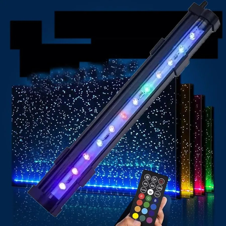 

Submersible Aquarium Light, LED Aquarium Air Bubble Light, RGB Color Changing Brightness Adjustable Timing Waterproof Remote Co