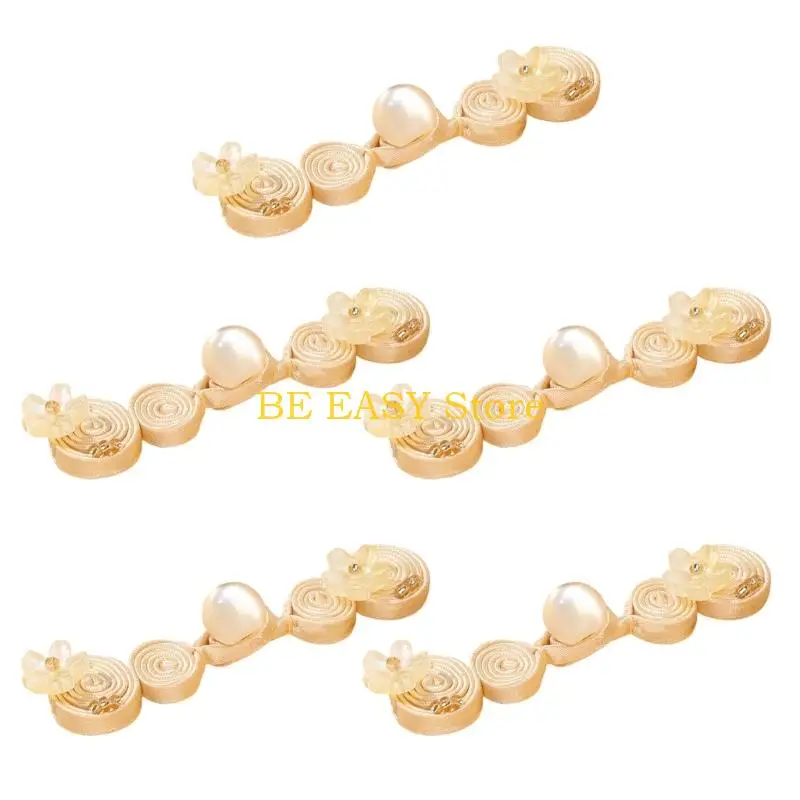 E28F Chinese Styles Fabric Button With Intricate Floral Knot Pattern