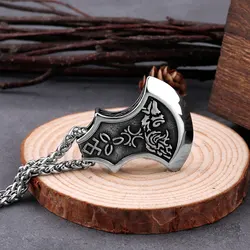 Stainless Steel Axe Pendant Vintage Viking Celtic Knot Wolf Amulet Rune Pendant Jewelry Men's Classic Trend Party Jewelry Gifts