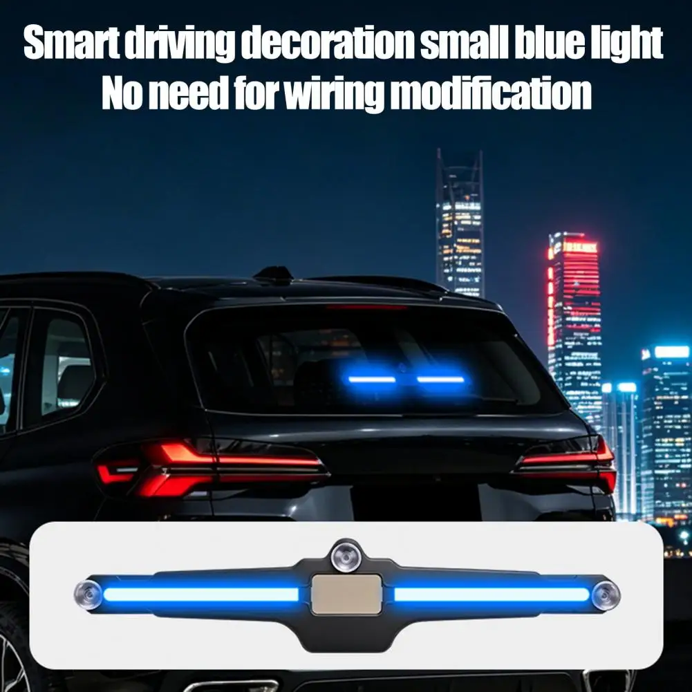 Solar Car Window Light, LED Blue Safety Lamp for Rear Windshield, Universal Suction Cup Warning Light for SUVs Sedans And Trucks