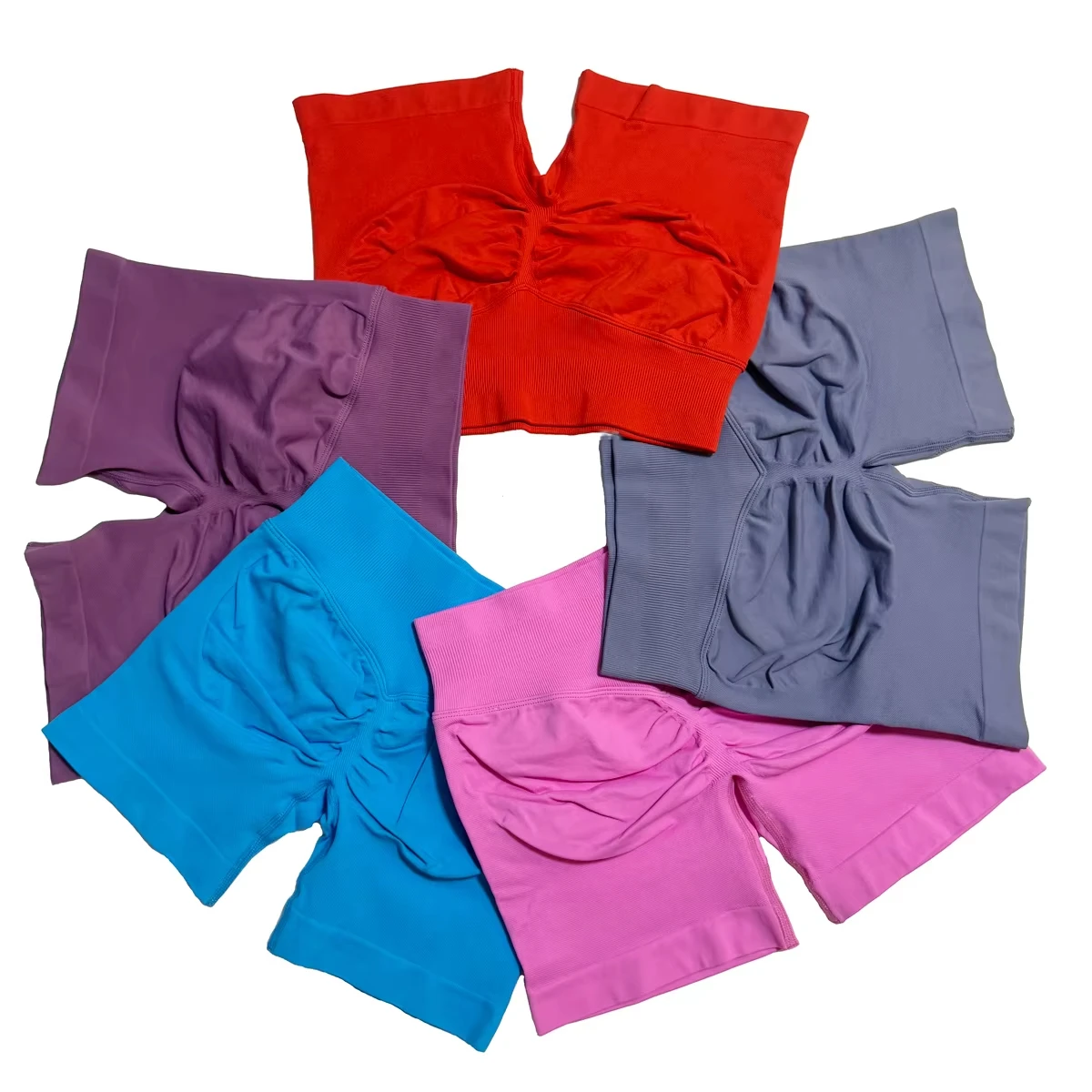 

Женские бесшовные трикотажные шорты для йоги персикового цвета с открытой талией и ягодицами, женские летние спортивные штаны для фитнеса и йоги