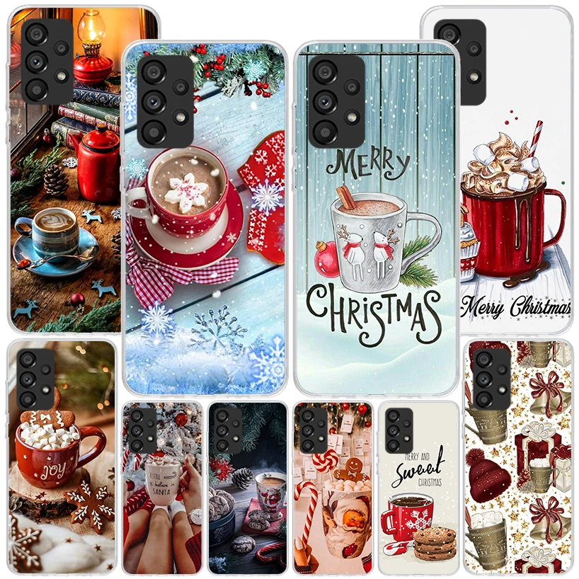 Winter Coffee Christmas Phone Case For Samsung Galaxy A15 A14 A13 A12 A55 A54 A53 A52 A35 A34 A33 A32 A25 A24 A23 A22 A05S A04S