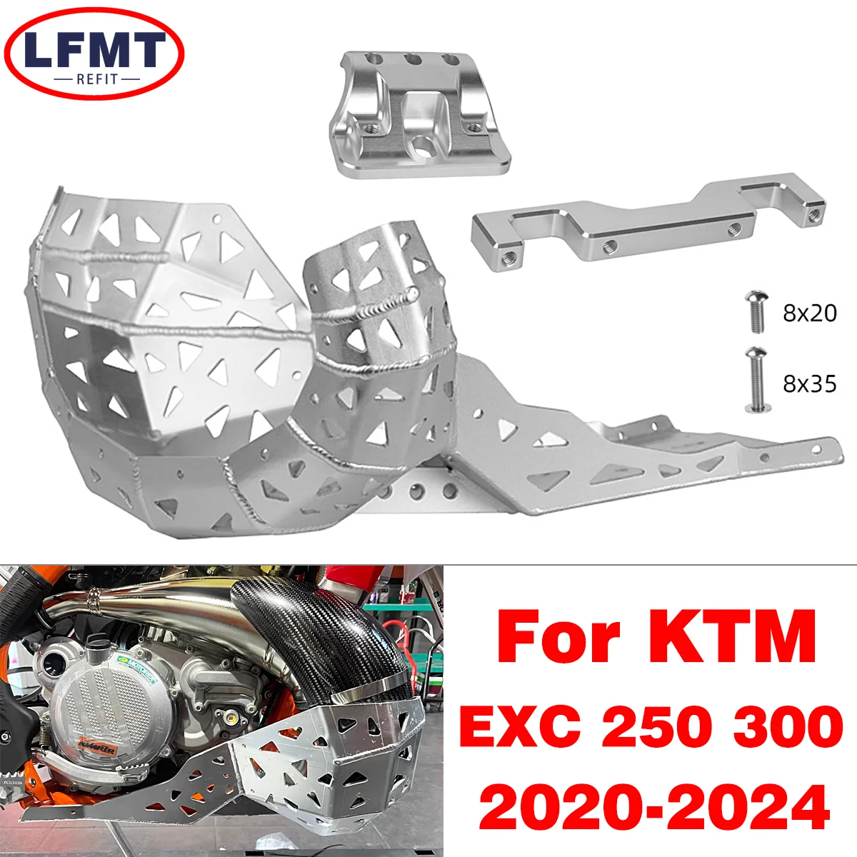 

For KTM EXC250 EXC300 2020-2023 Motorcycle Aluminum alloy Engine Protection Cover Chassis Guard Skid Plate Frame Protector 2024