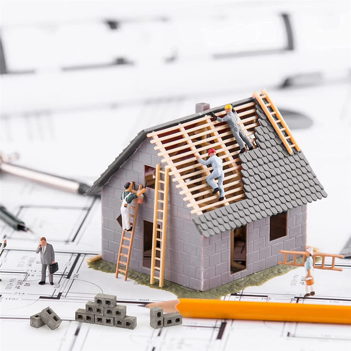 A44U 360-Packungen Zuschlerblöcke, Mini-Steine im Maßstab 1:12, Beton-Miniatursteine, winziges Landschaftsbau-Zubehör