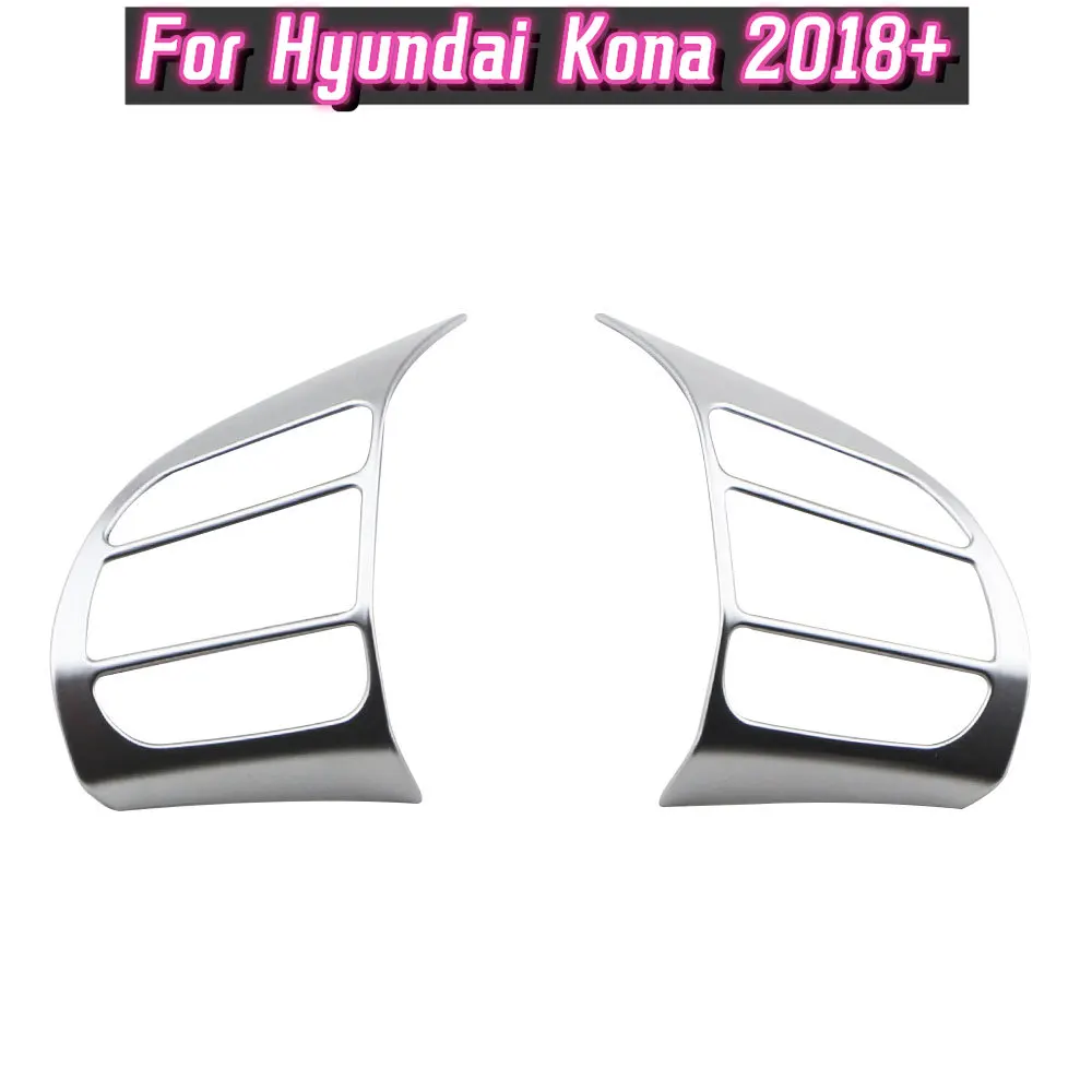 2pcs Car Steering Wheel Cover Frame Trim Insert Sticker for Hyundai Kauai Kona 2017 2018 2019 2020 2021 SUV Car Accessories