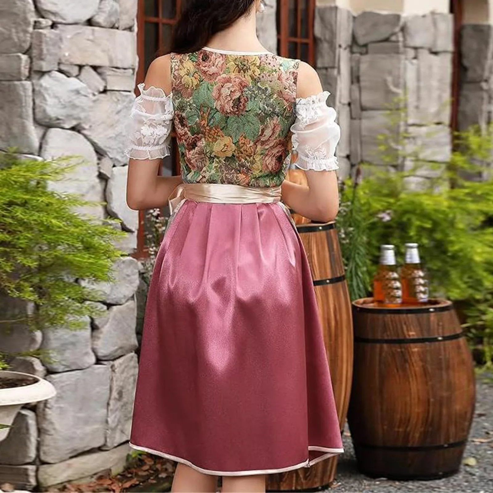 옥토버 페스트 Dirndl 원피스 할로윈 코스프레 카니발 파티 드레스, 숙녀 바바바리아 옥토버 페스트 코스튬 맥주 파티 원피스